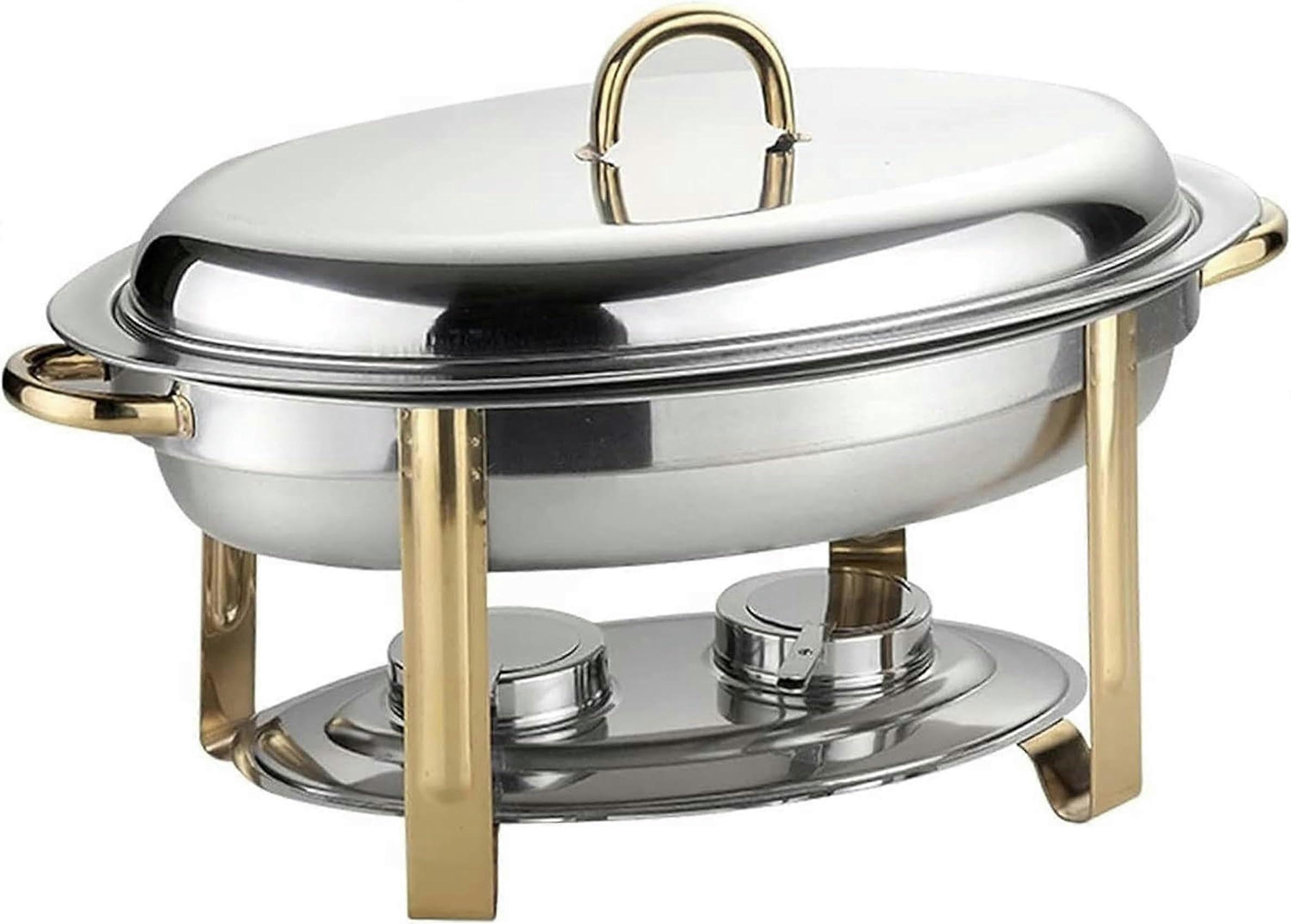 Stainless Steel Chafing Dish Buffet Set, 5.5L Large Oval Chafer Buffet Server with Food Pan, Fuel Holders and Lids, Food Warmer for Parties