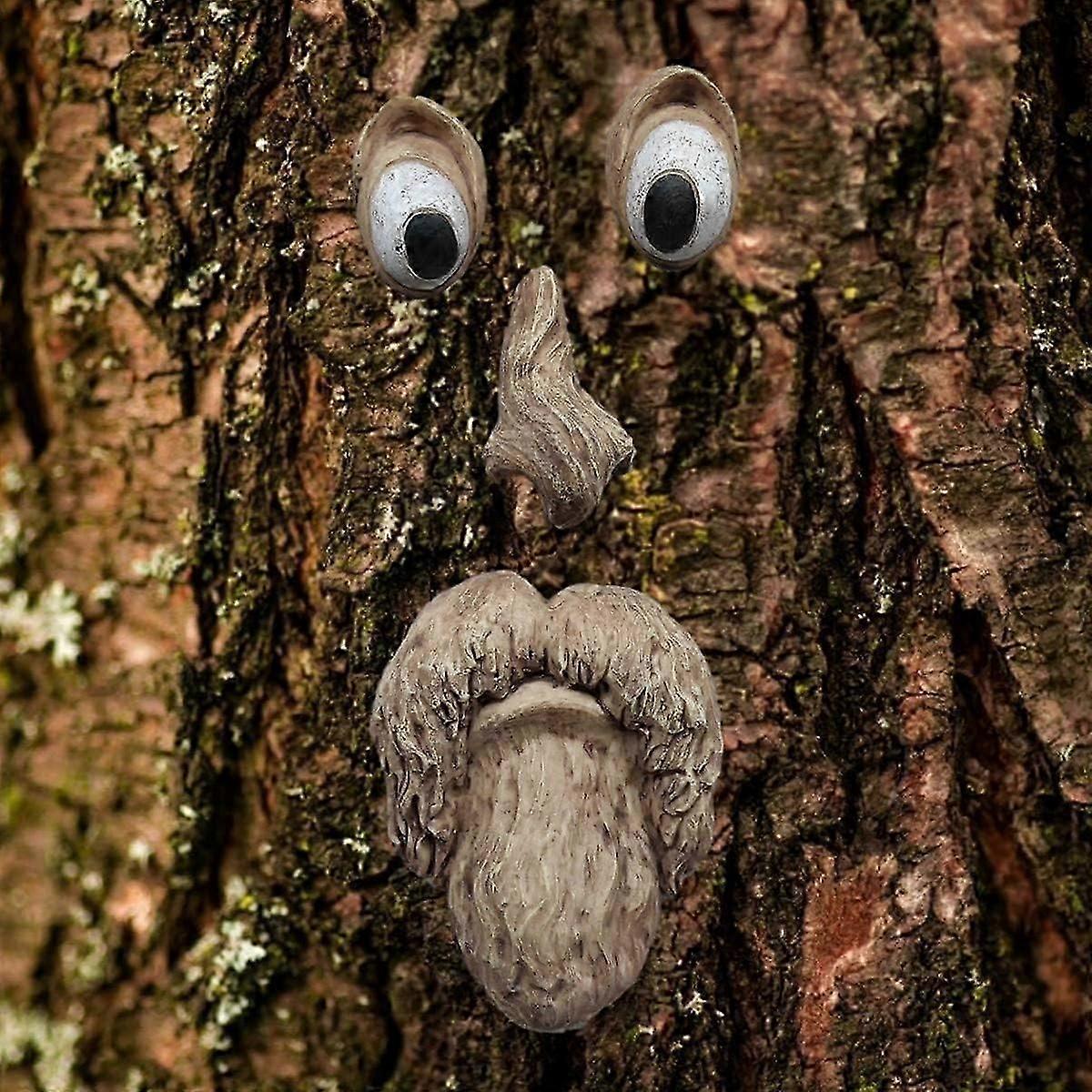 3D tree face old man decoration, garden decoration (A)