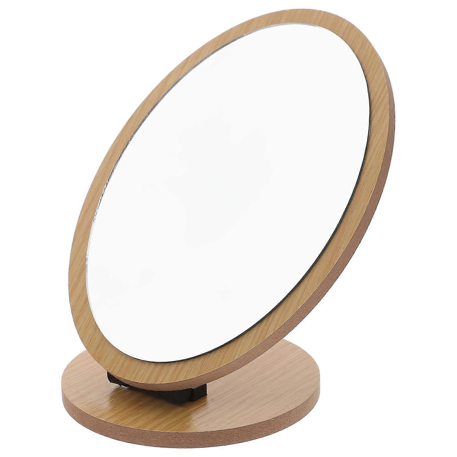 折りたたみ式デスクトップメイクアップミラー、家庭用およびサロン用の耐久性のある漫画スタイルの化粧鏡、ベージュ