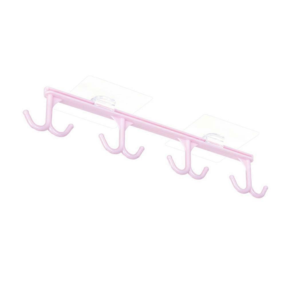 Wardrobe Clothes Organizer Multi-Function Hooks Pink 25.8x7.5x5 Cm S-Shape Track Design For Kitchen Utensils 1Set