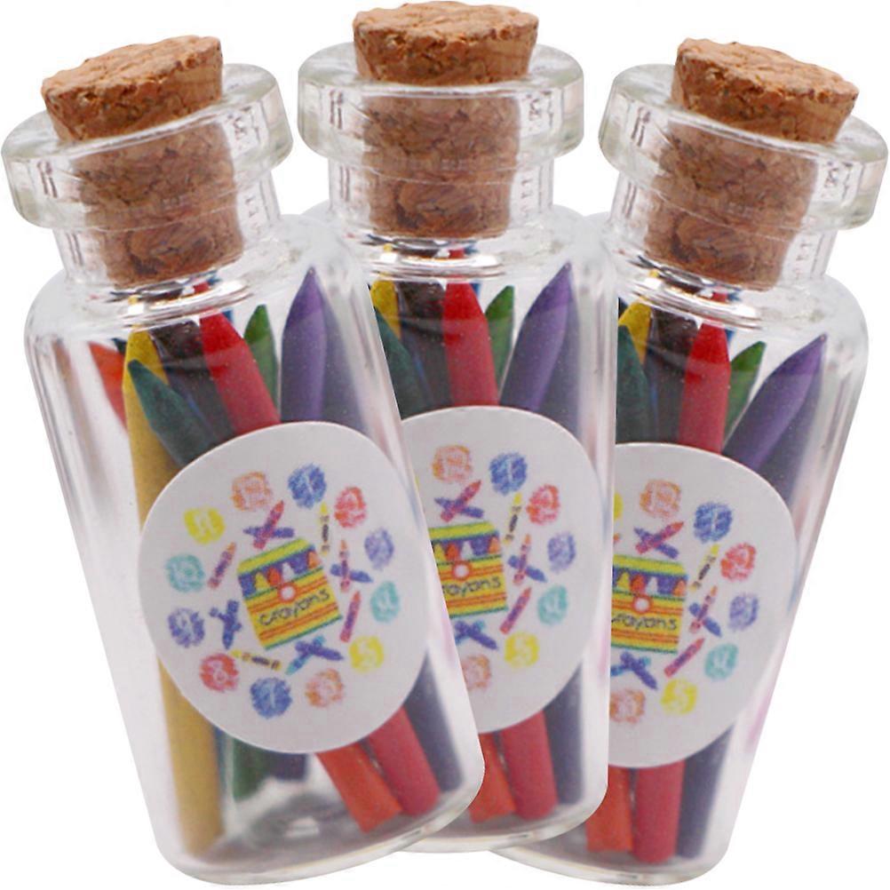 Cylindrical Mini Crayons Model In Bottle For Miniature Enthusiasts And Doll House Decoration Featuring 1.5x1.5x4cm Size Of 3 Sets
