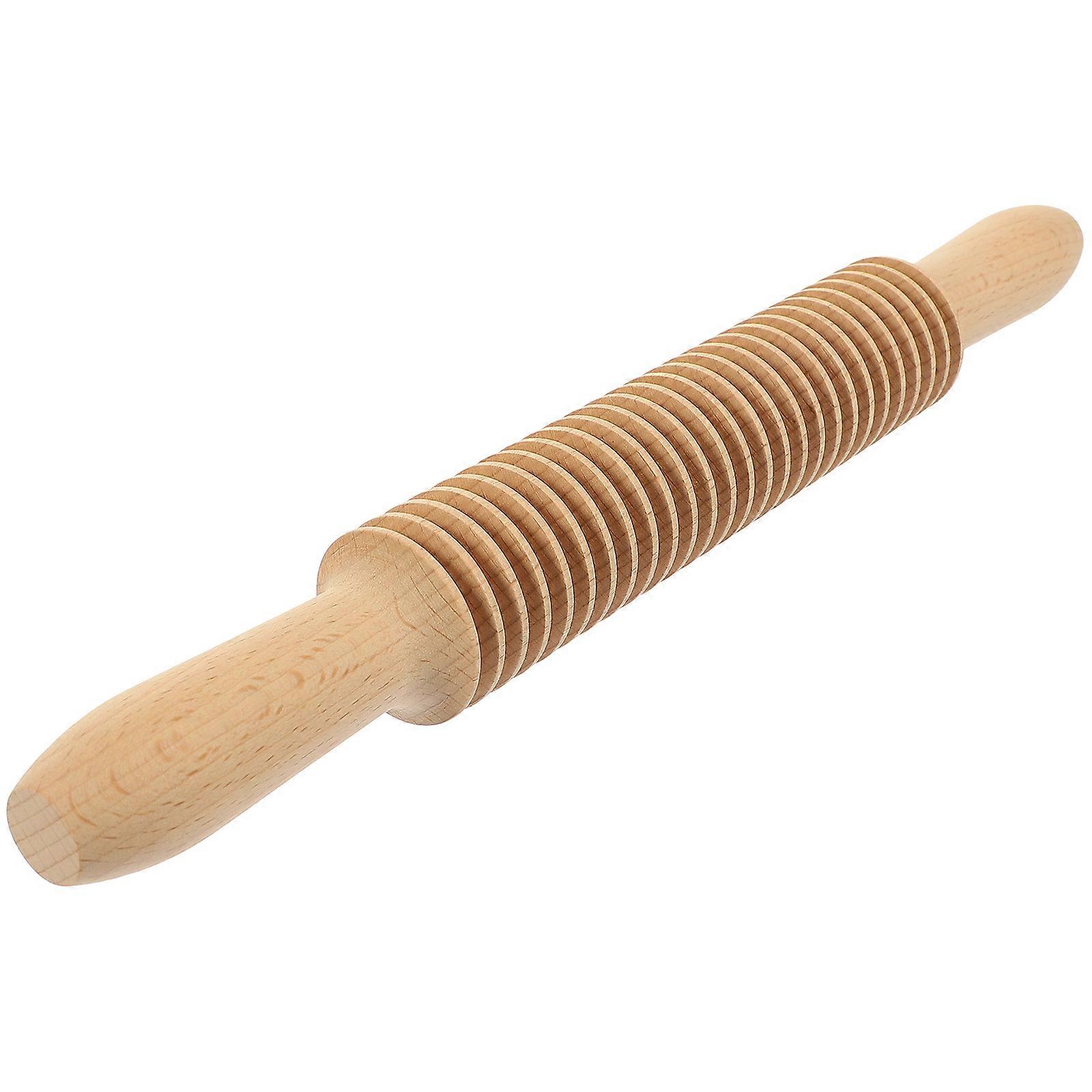 Spaghetti Pasta Cutter Noodle Lattice Roller Dough Cutter with Wooden Rolling Pin
