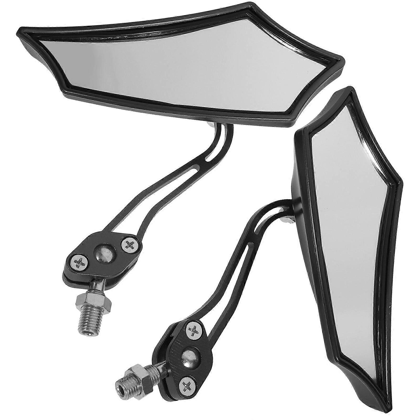 Black Aluminum Alloy Motorcycle Mirrors for Handlebars with Wide Adjustable and Durable 1 Set