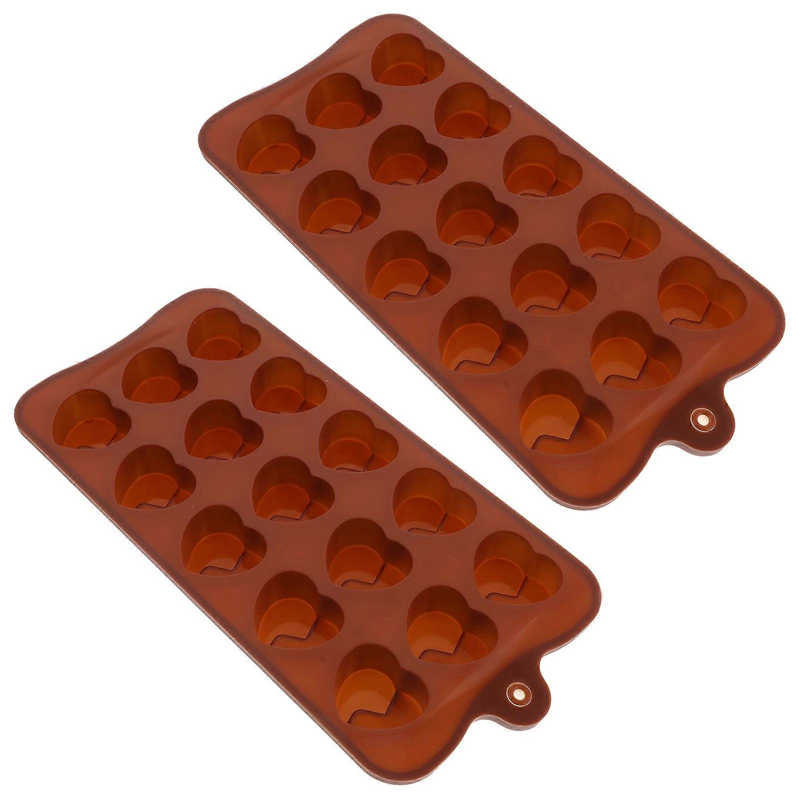 Diy Chocolate Making Mold Food-Grade Silicone Multi-Grid Heart Shape Easy To Clean 2Pcs