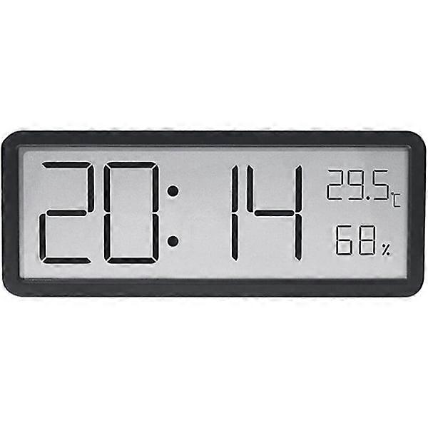 Digital Wall Clock with LCD Screen, Time, Temperature, Humidity Display, Electronic Clock for Home and Office with Multiple Display Functions (Black)