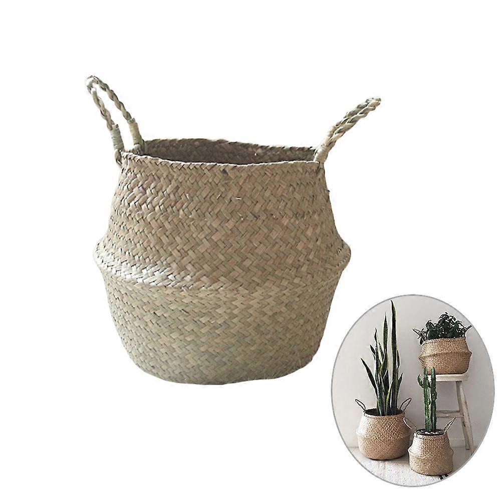 Handmade Rattan Storage Basket for Home accessories Beige Nordic Style Foldable and Stackable 12.5x8x9 inches