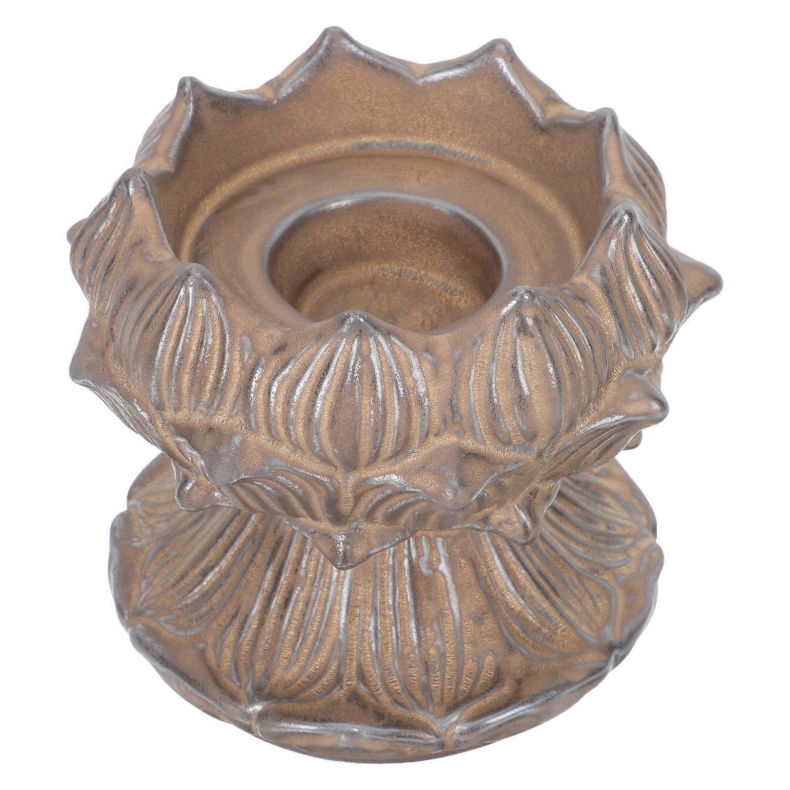 Vintage Ceramic Candlestick Holder Lotus Shape Candle Stand Home Atmosphere Enhancement 3.22x3.22x2.44inch 1Pcs