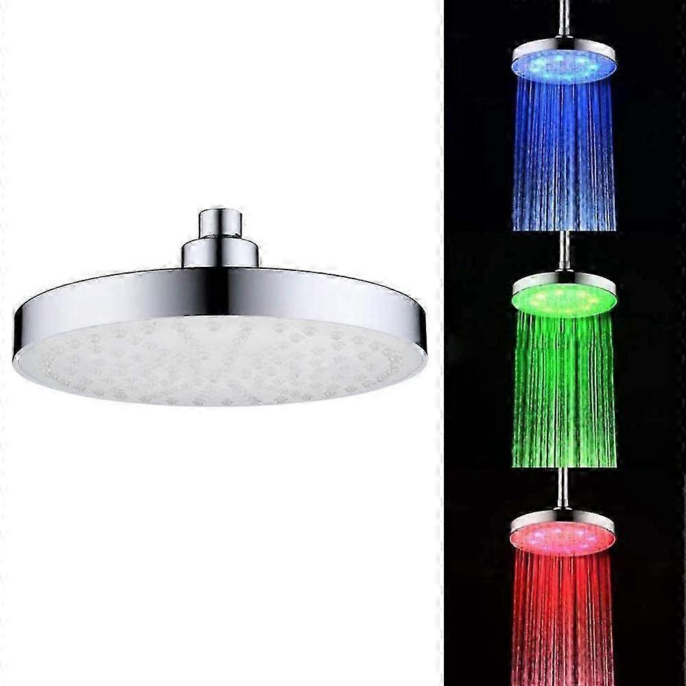 8-Inch Color Changing LED Rainfall Shower Head with Waterfall Effect - Temperature Control Bathroom Shower Fixture in Multiple Colors