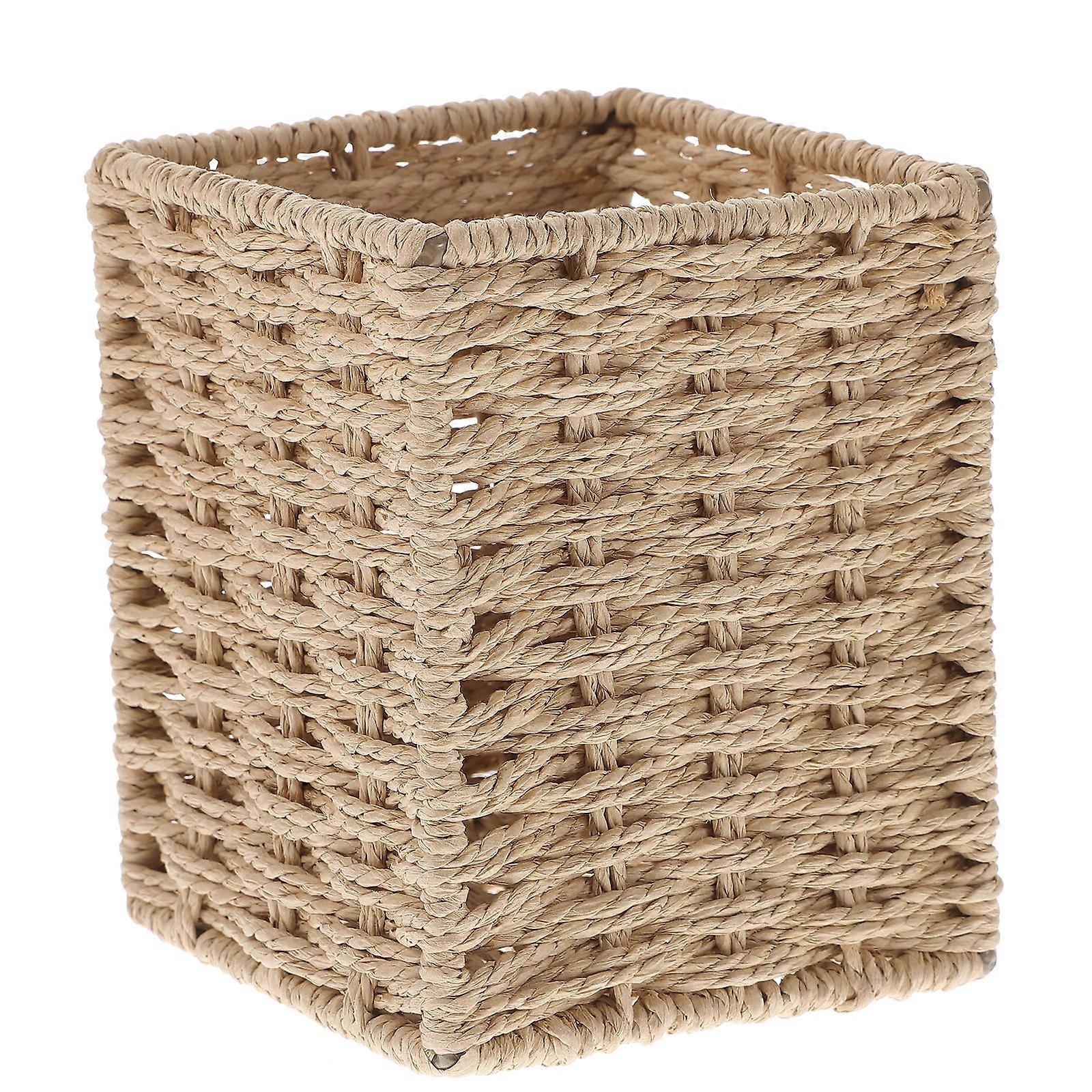 Cute Woven Storage Box Rectangular Storage Office Organizer Home Organization 1Pc