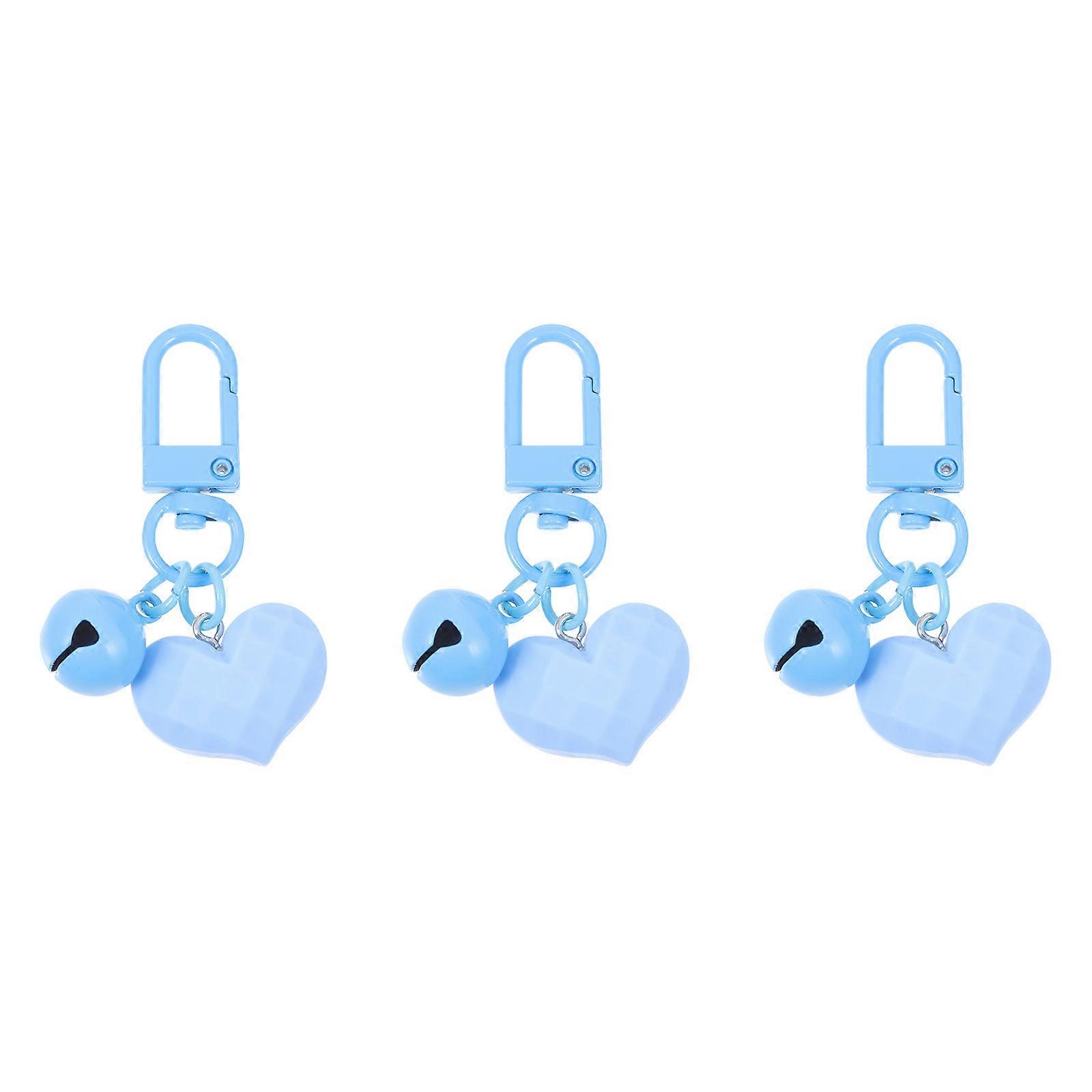 Cute Keychain Charms 3Pcs Heart-Shaped Decorative Bell Pendants For Everyday Use Designed For Friends And Coworkers