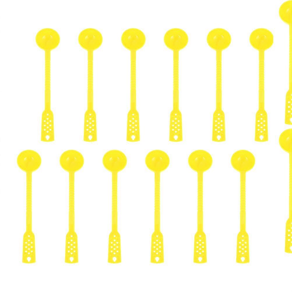 Yellow Plastic Measuring Spoon for Home Use with Smooth Surface and Non Skid Handle 12pcs
