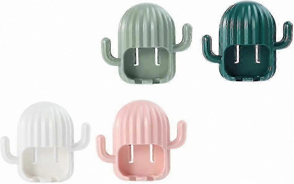 Plastic Toothbrush Holder Set - Wall Mounted Storage for 4 Pieces