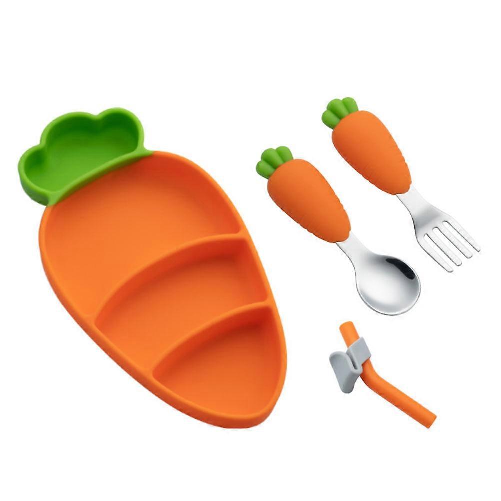 Silicone Divided Plate Baby Utensils Set Ideal for Toddler Mealtime Offering Practical Use with Lovely Appearance in 1 Set