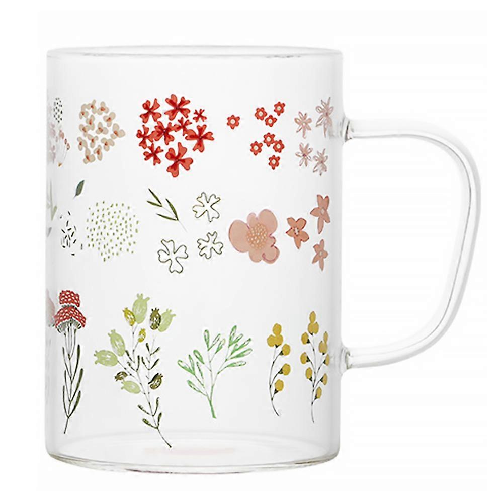 1Pc Pattern Glass Cup Multi Color Adorable Design For General Users Round Shape Juice Storage Ideal Beverage Container