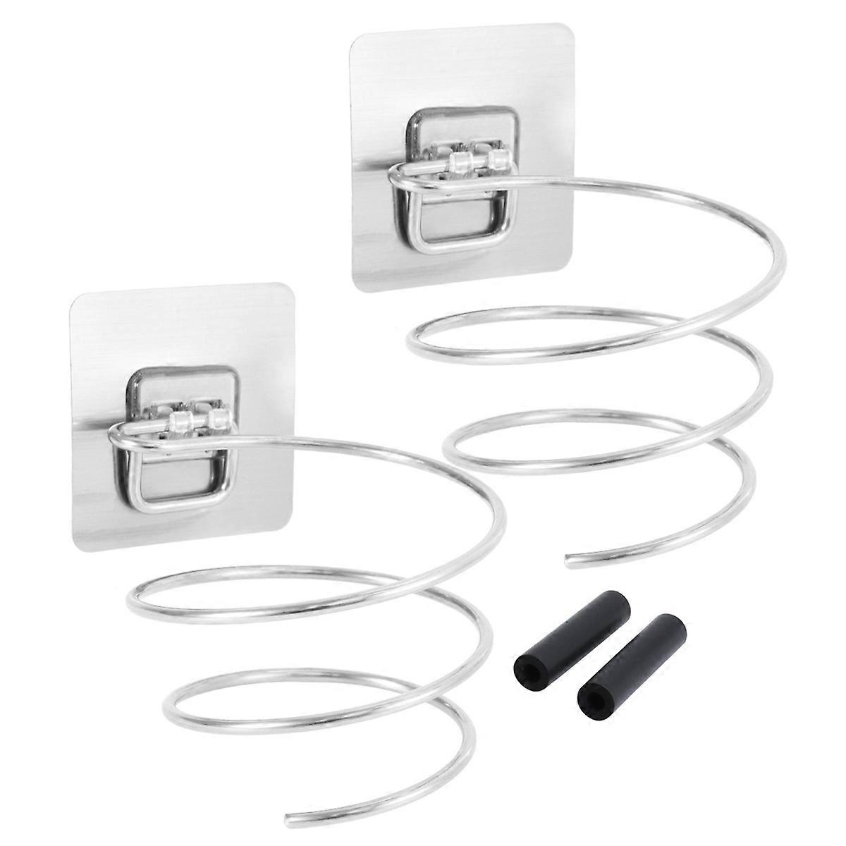 Metal Hair Dryer Holder 2Pcs Wall Mount Storage Rack Concise Design For Home And Hotel Easy Installation