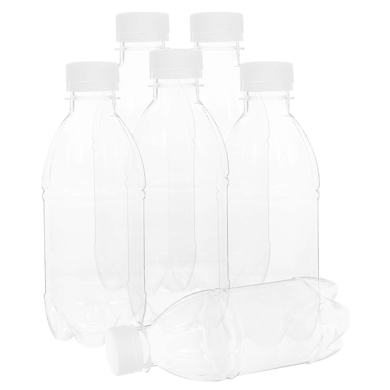 White Plastic Beverage Bottles with Caps for Home Use Portable Milk Containers 6pcs