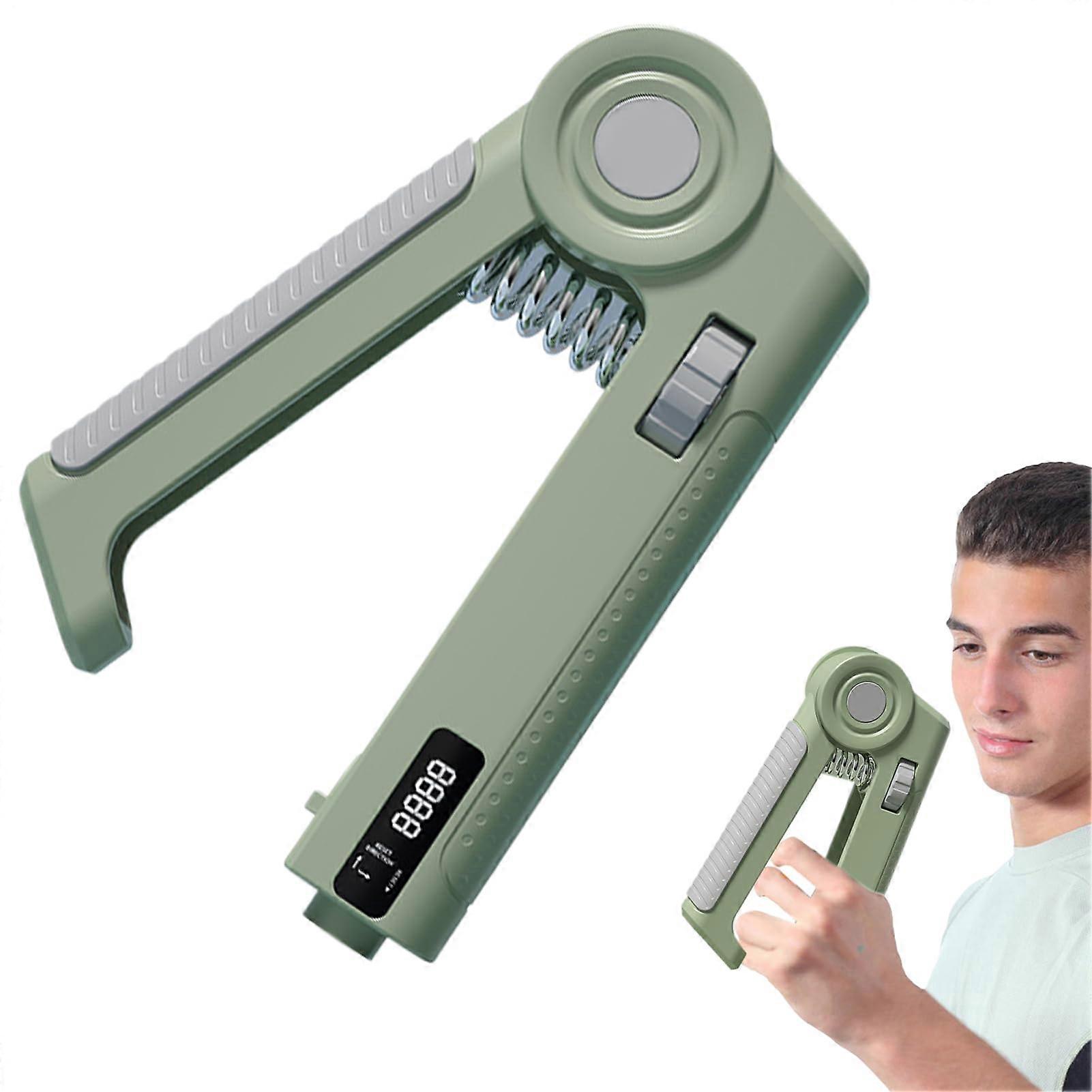 Digital Hand Resistance Trainer, Adjustable Grip Tester Dynamometer, Electronic Muscle Strength Trainer, Professional Green