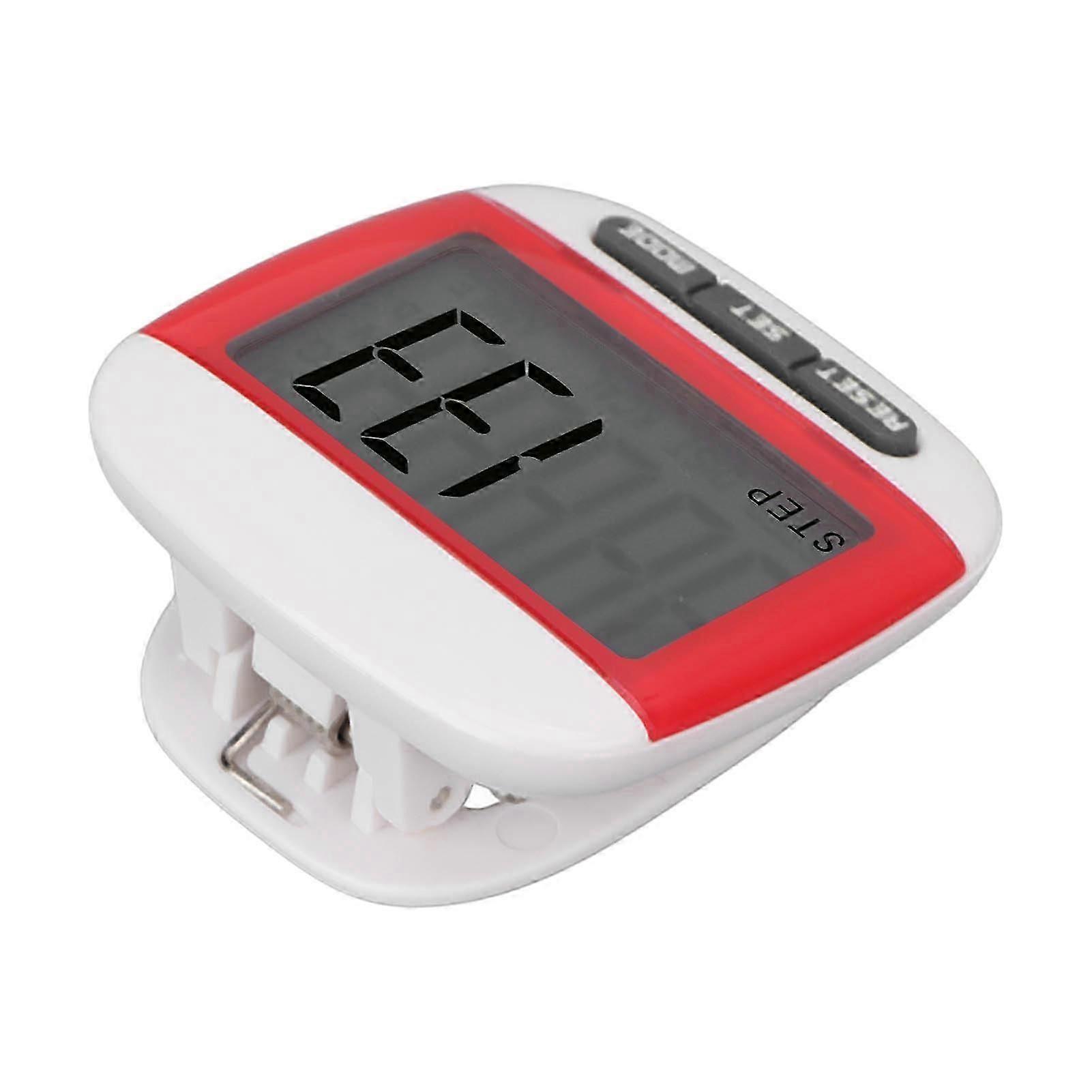 Elderly Step Counter LCD Display Clear Screen Accurate Walking Pedometer with ClipRed