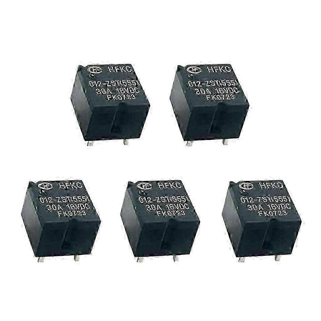 HFKC 012-ZST (555) 5-Piece Automotive Micro Relay Set w/ 5-Pin, 30A 12V DC Compatibility