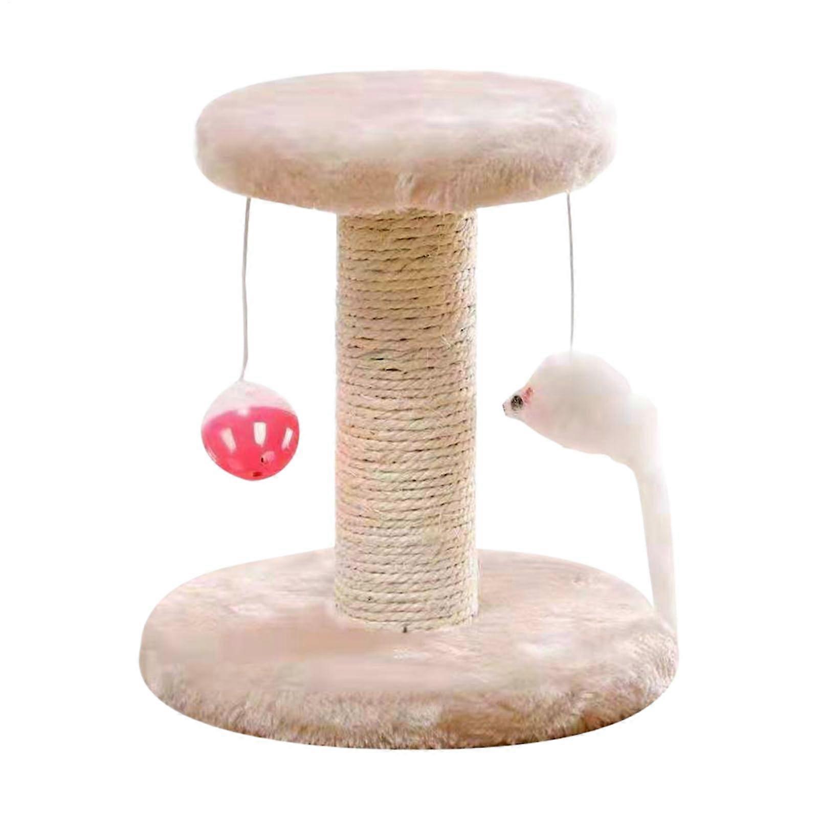 Cat Scratching Post Tower, Durable Sisal Structure with Hanging Toys, Protects Furniture, Encourages Climbing and Play, White