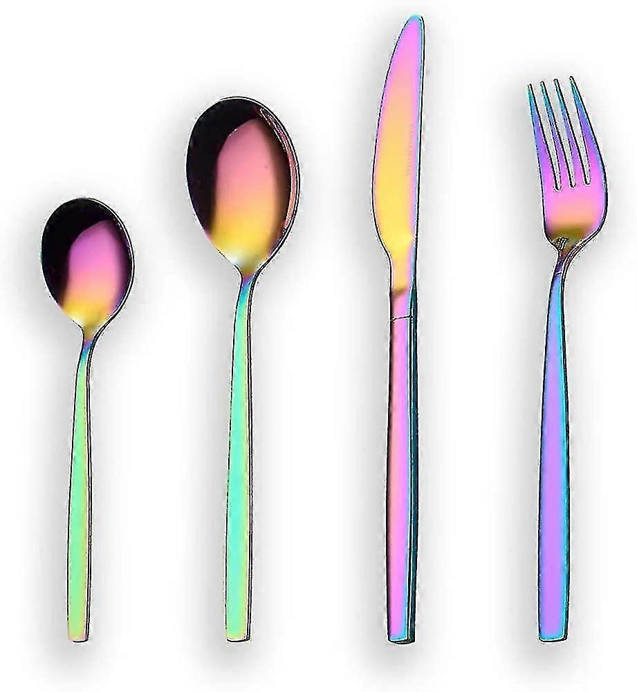 24-Piece Titanium Rainbow Stainless Steel Cutlery Set