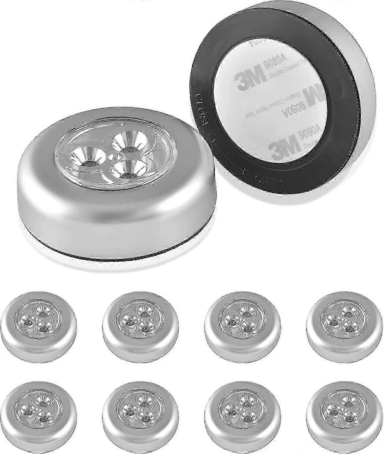 10 Pcs Wireless LED Spotlights, Self-Adhesive Battery-Powered Lighting for Kitchen & Closet