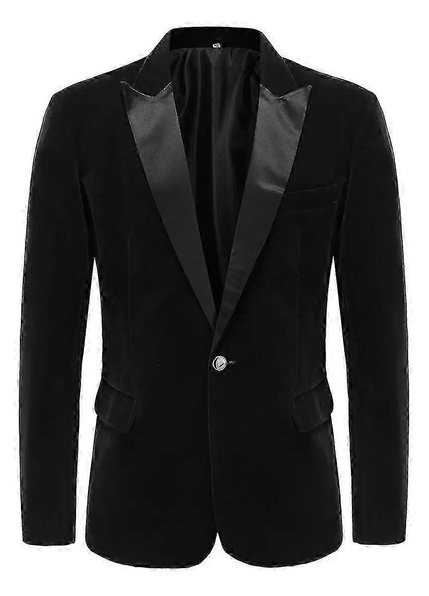 Homme Velvet Blazer Slim Fit Solid One Button Tuxedo