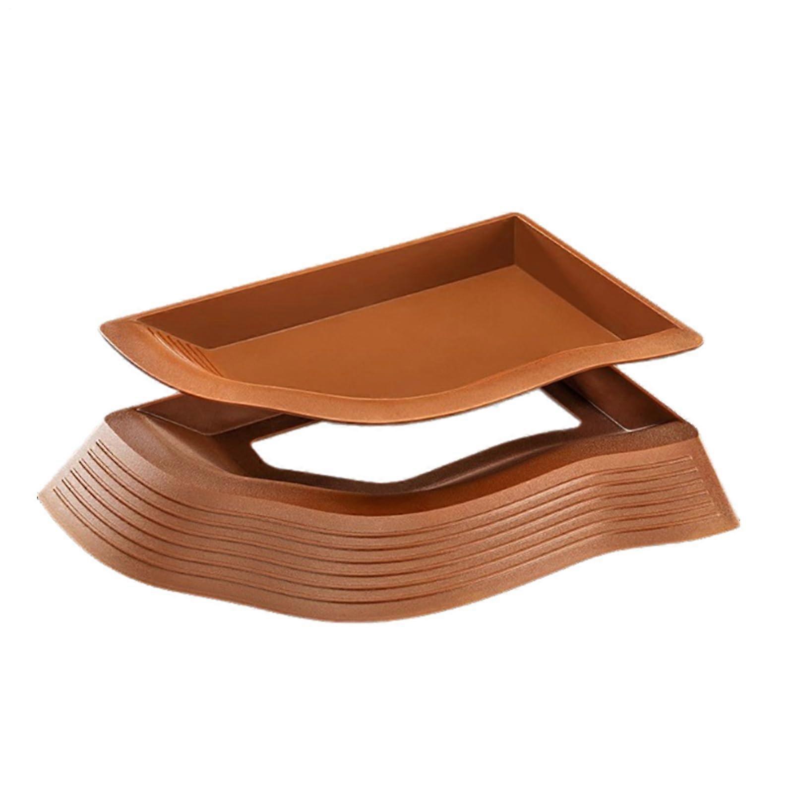 Tortoise Dish Reptile Water Bowl Feeding Bath Ramp Tray AntiSlip Pool For Small Pets, Resin Tree Bark