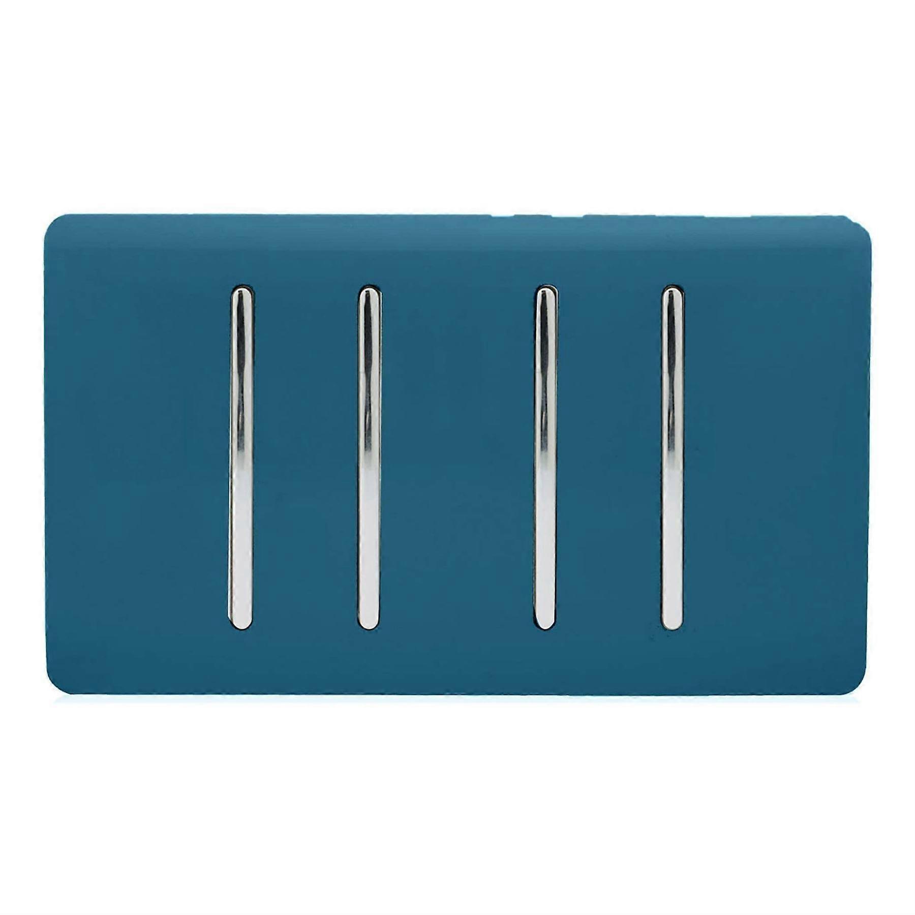 Trendi 4 Gang (2 Way & 2xIntermediate) Glossy 10 Amp Rocker Light Switch Midnight Blue