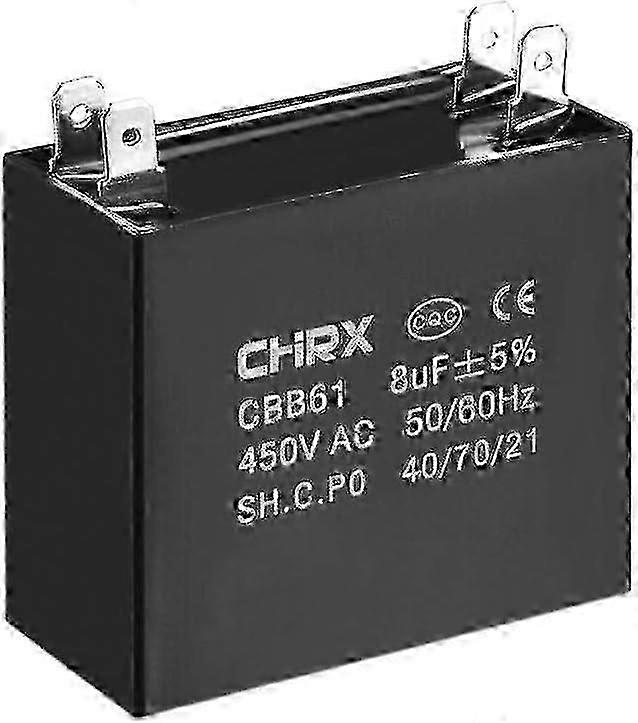 CBB61 Ceiling Fan Capacitor 8uF 450V 47x23x41mm Polypropylene