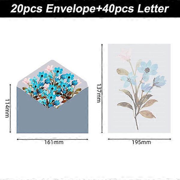 Envelope and letter paper set, 20 envelopes + 40 sheets, suitable size and wide application