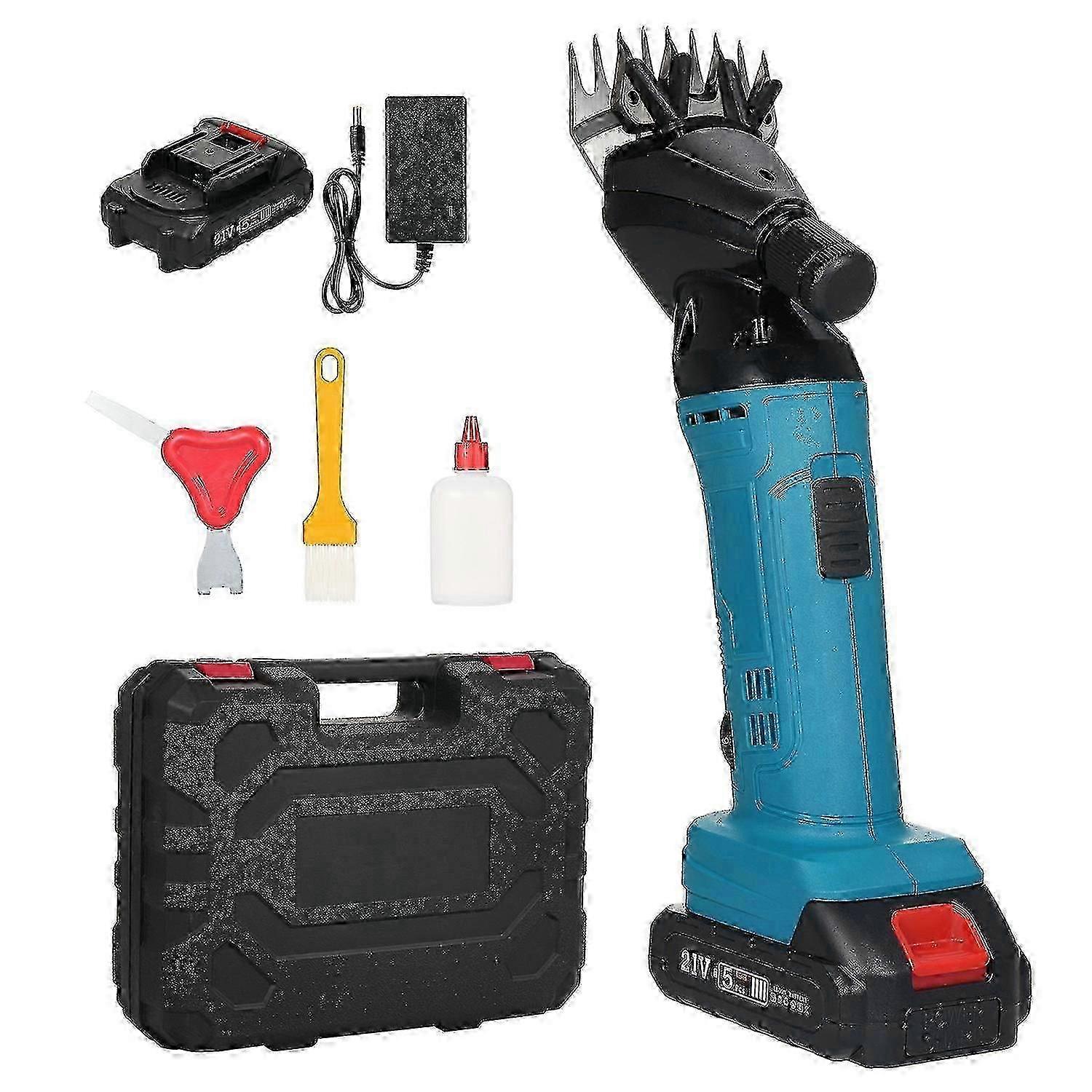 6-Speed Adjustable Lithium-Ion Shears Set for Professional Sheep Shaving and Grooming with Rechargeable Battery and 9-Tooth Wool Cutting Capability