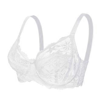 Transparenter BH mit Blumenmuster, aus dehnbarem Nylon, verstellbarer Halt, mit Bügeln, für Damen, Freizeit, Weiß, Größe 44 (100D).