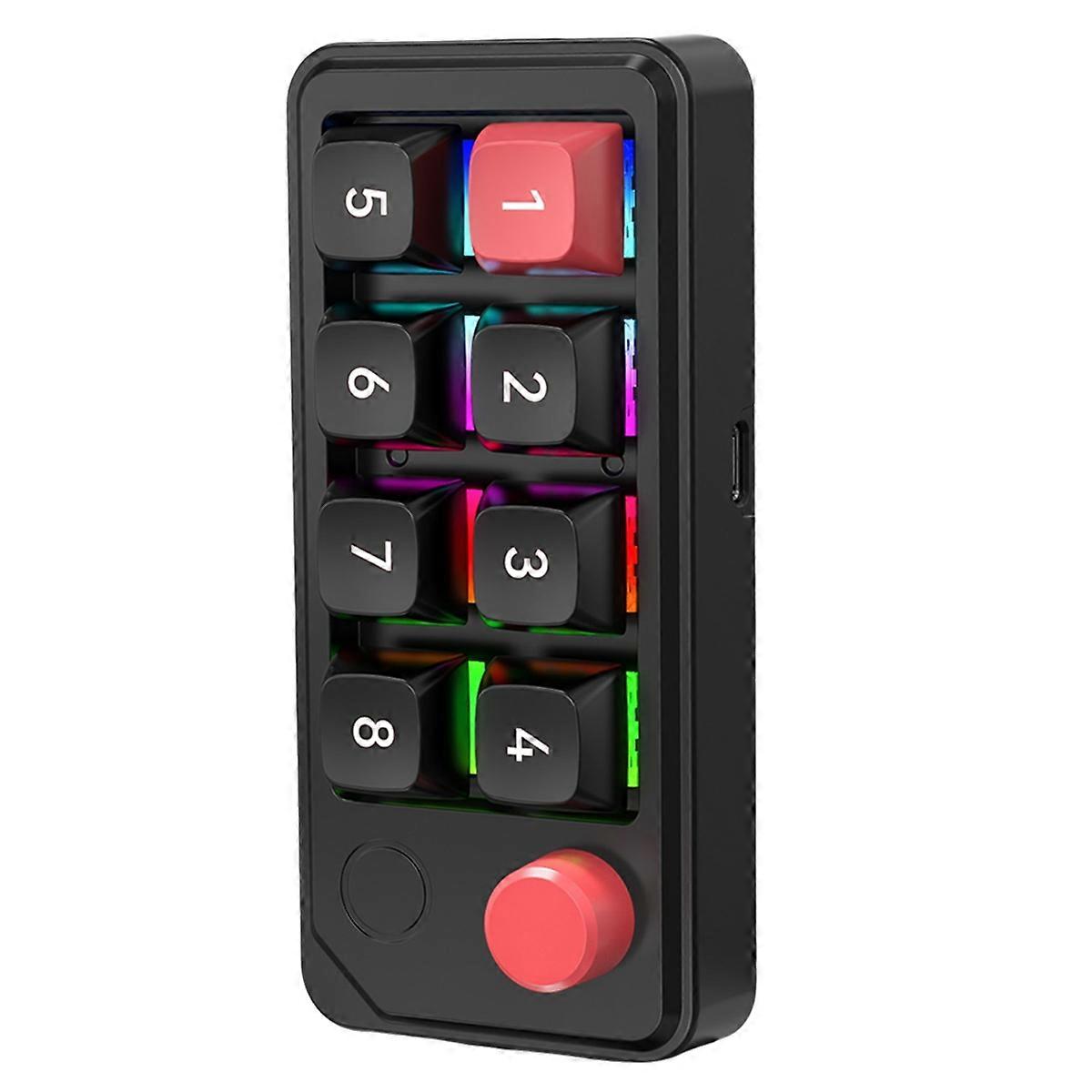 8-Key Wired Gaming Mini Keyboard Hot-Swap Full Keys 12 Lighting Effects Macro Definition Dual Type-C for Gamers A