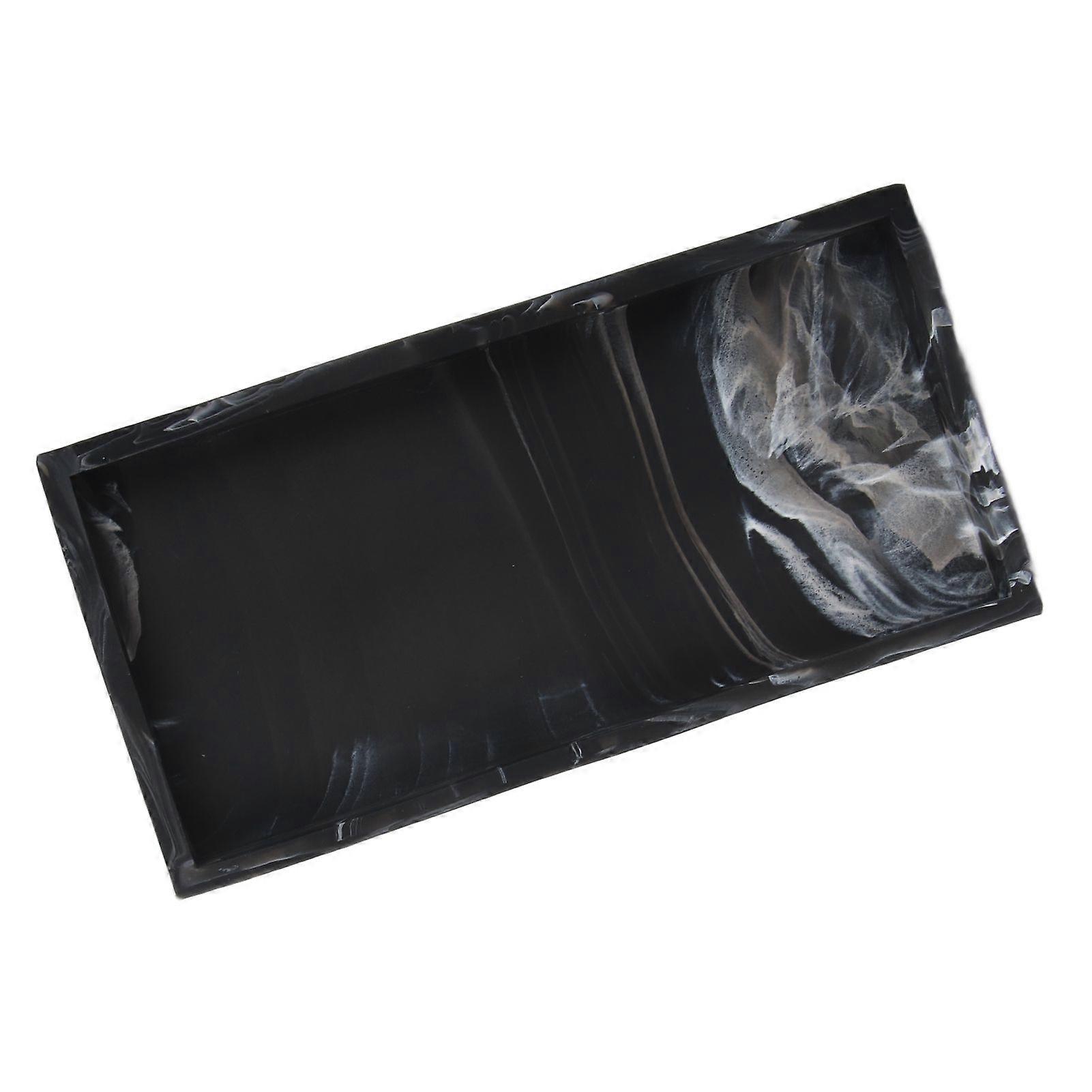 Silicone Storage Tray Shatterproof Key Finger Ring Countertop Sink Vanity Soap Dispenser Tray for Bathroom Marbling Black