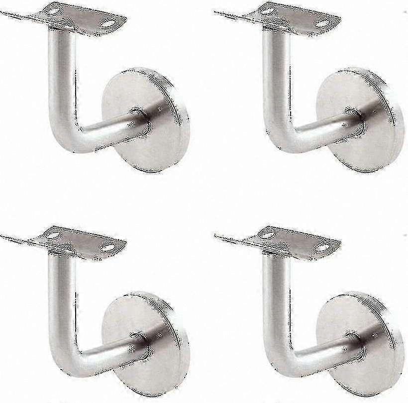 Wall-Mounted Handrail Brackets, 4-Pack Silver Supports for Stair Railing Installation