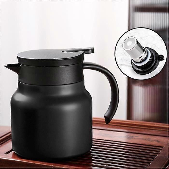 Black 800ML Thermal Insulated Teapot, Coffee Thermos with Tea Filter, Rustproof 304 Stainless Steel