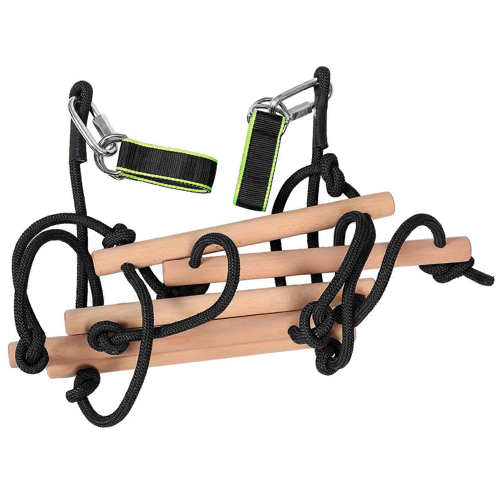 Portable Wood Rope Ladder for Kids Climbing Play Set Enhances Motor Skills
