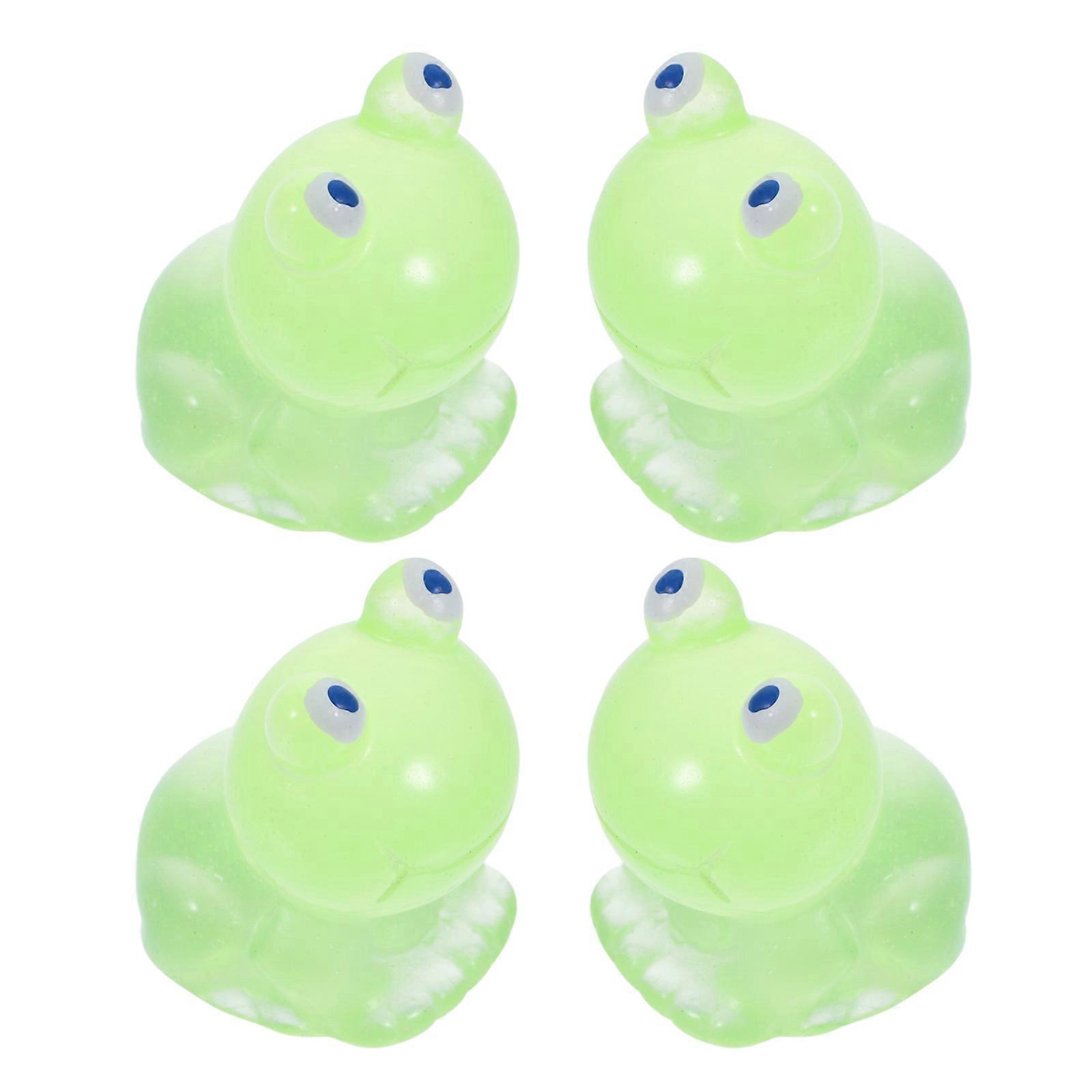 Tiny Frog Figurines 4Pcs Glow In The Dark Resin Miniature Animal Ornaments For Indoor Decor Light Green Color Use