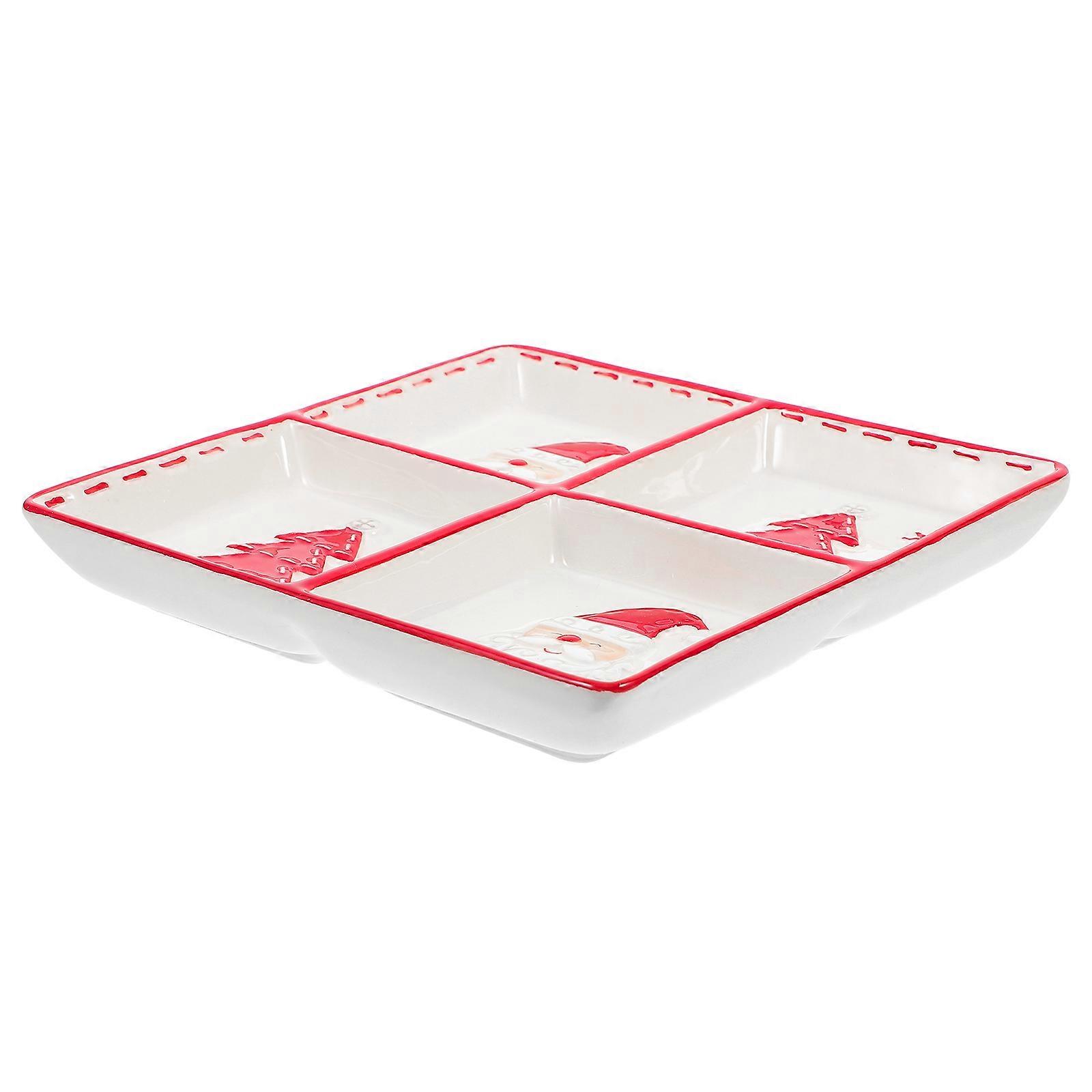 Square Snack Display Container For Party Suitable For Dried Fruit Storage 19.60X19.60X3.00CM Crafted In Ceramic 1Pcs