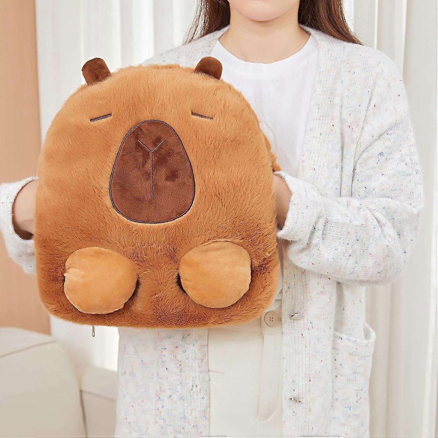 Reusable Hand Warmers Plush 3 Levels Animal Shape Heating Pad For Feet 2 In 1 Heater Capybara Shaped For Women