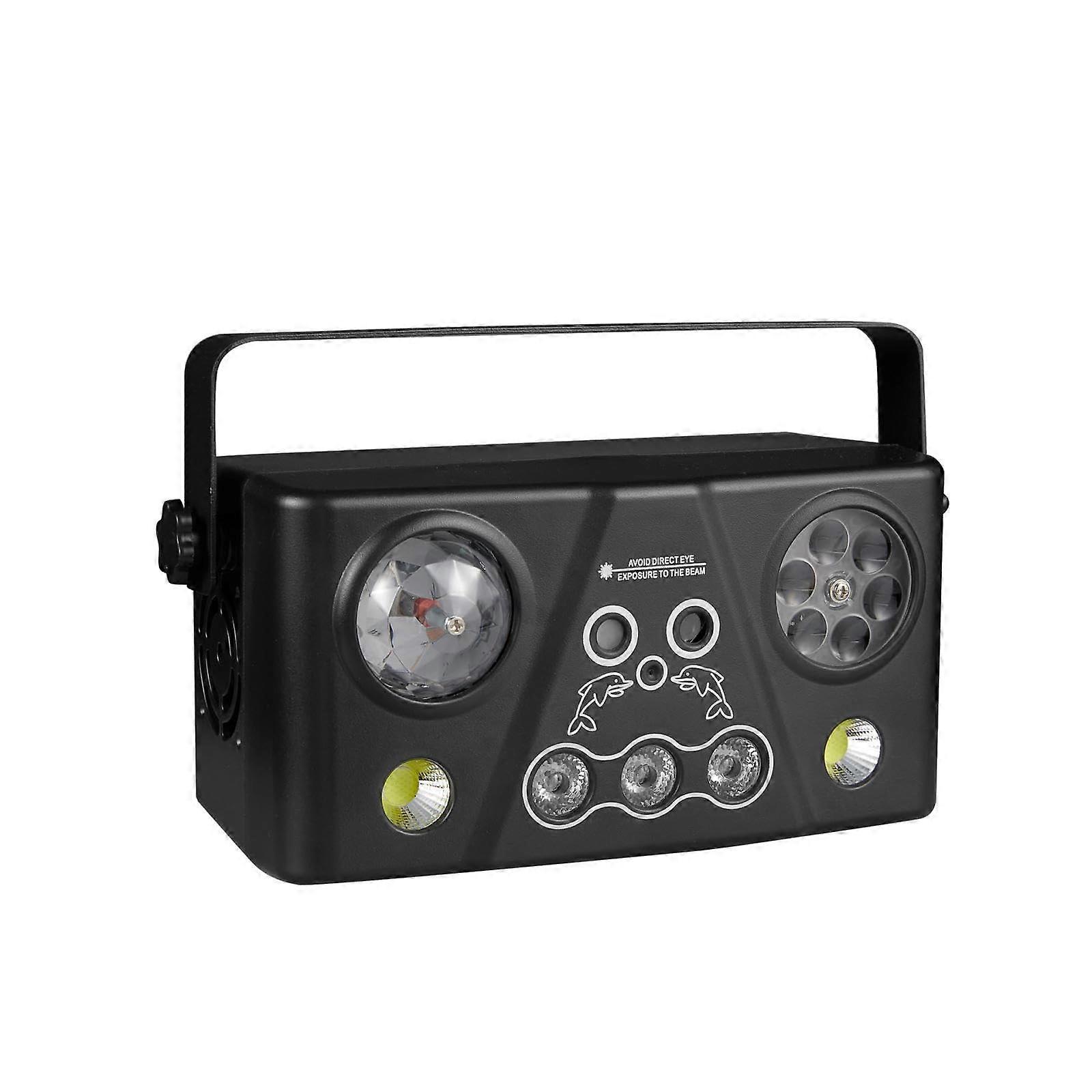 LED Magic Ball Light FiveInOne Bar SevenColor Projection FullColor Strobe Gobo For KTV/Home Party Black No Remote