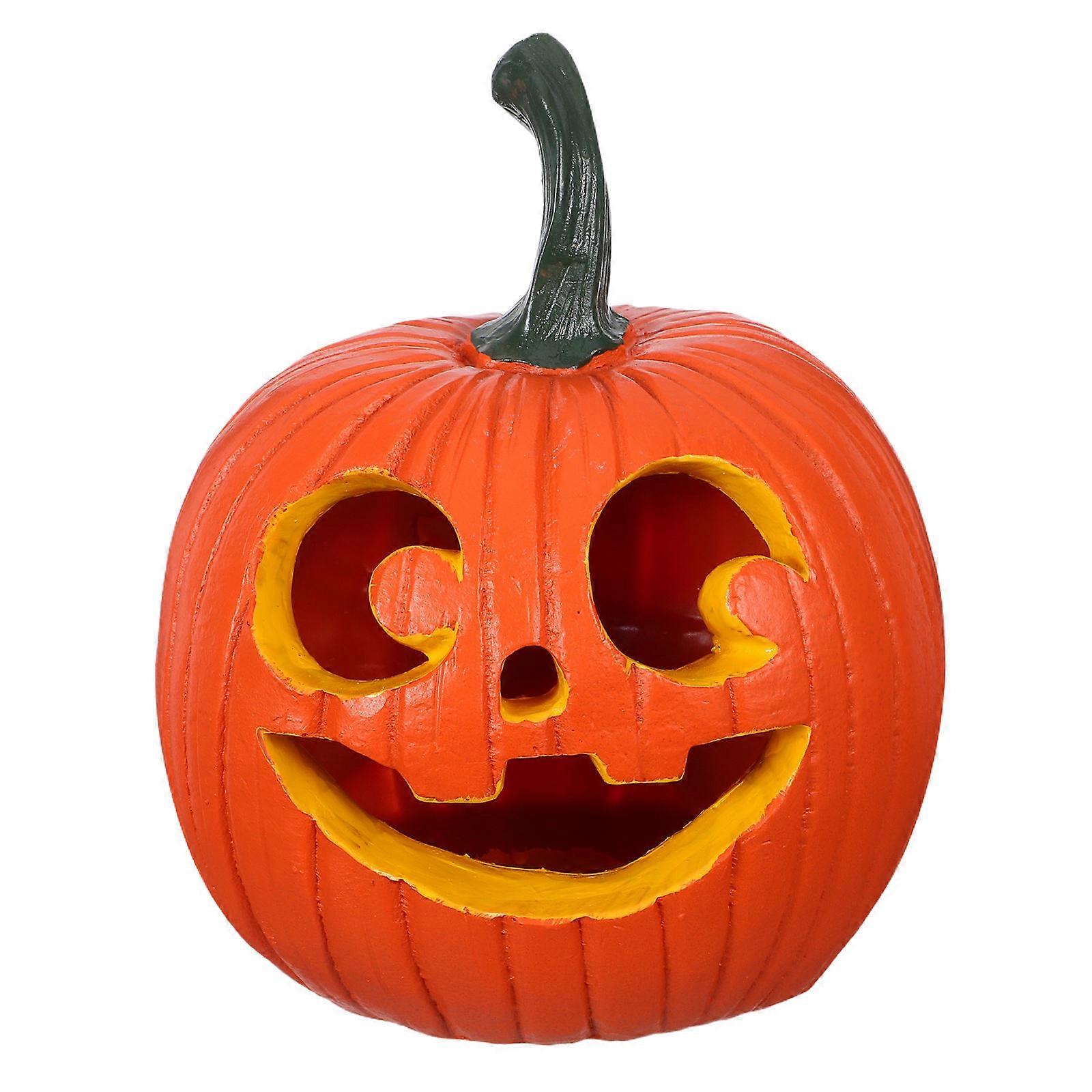Resin Jack O Lantern Statue for Decoration Artificial Pumpkin Orange
