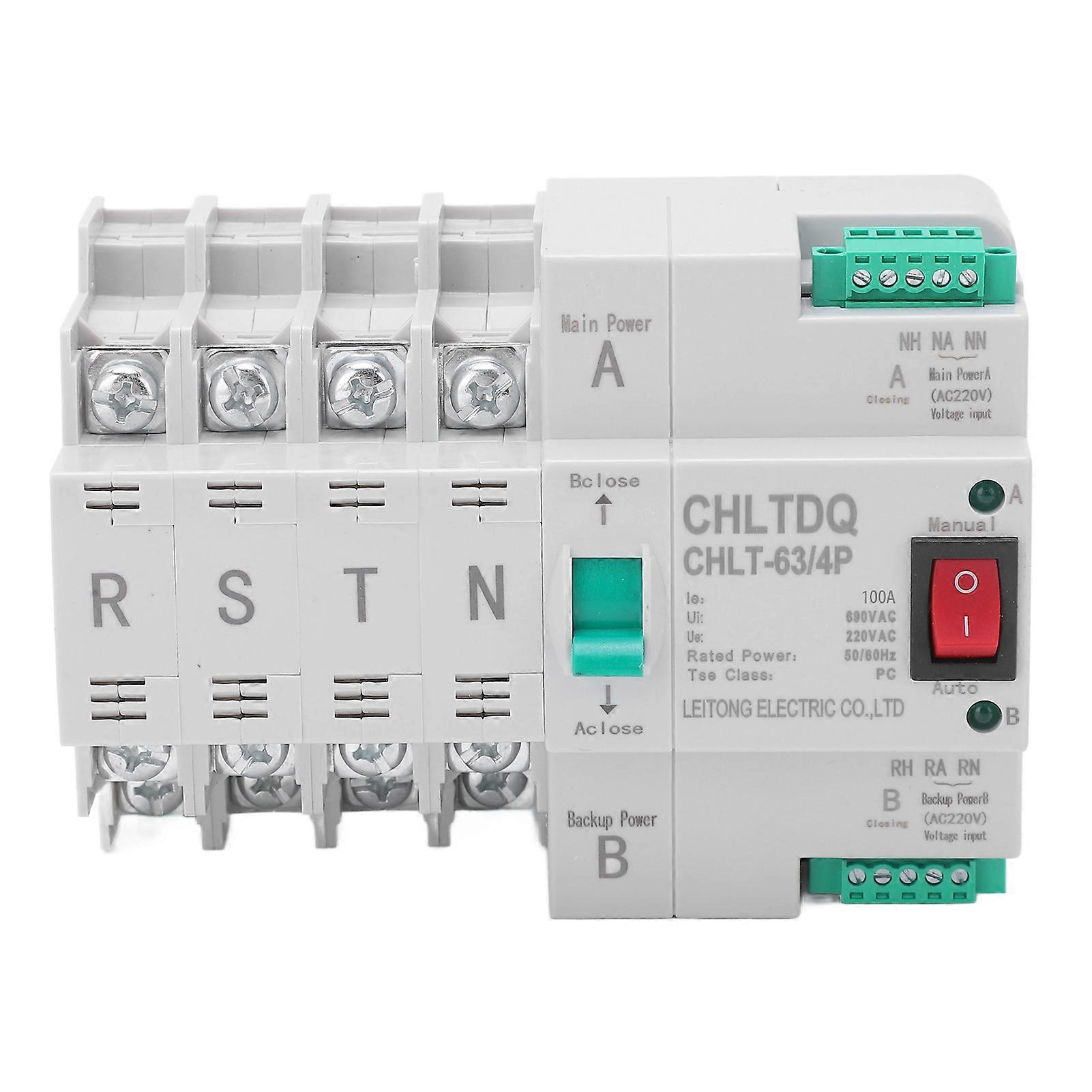 Commutateur de transfert automatique double alimentation, 4 pôles, type rail DIN, pour boîtier de distribution PZ30, 220 V CA