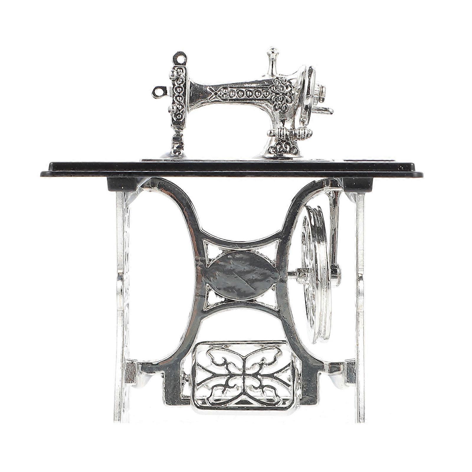 Mini Foot Sewing Machine Model for Decor 1Pcs Black Alloy Design