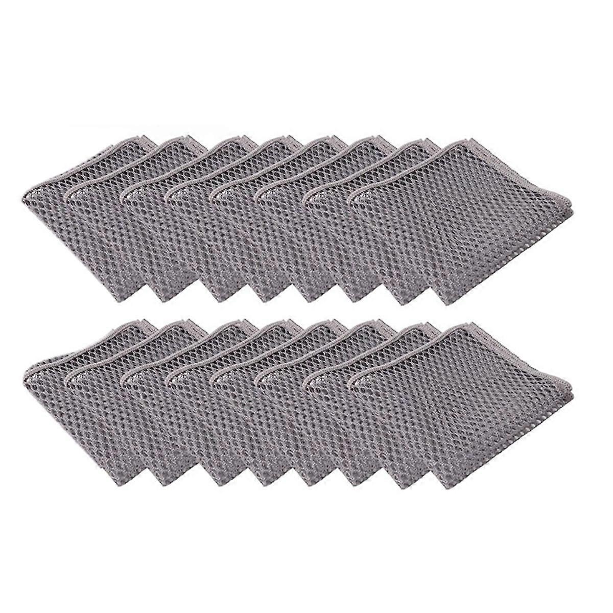 16PCS 3D Mesh Cleaning Cloth Multipurpose Mesh,Gray