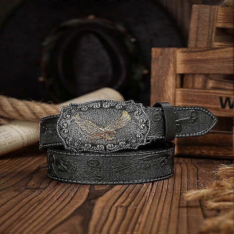 الغربية رعاة البقر الجلود مشبك أحزمة النسر نمط الأزهار محفورة مشبك حزام للرجالأحزمة
