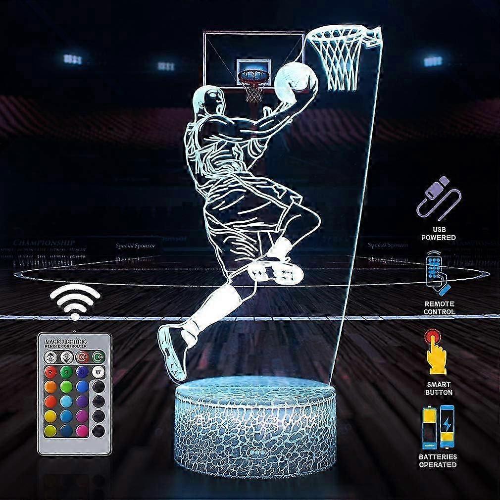 Basketball Man 3D Lamp Night Light with Remote & Touch Control,Multiple Colour