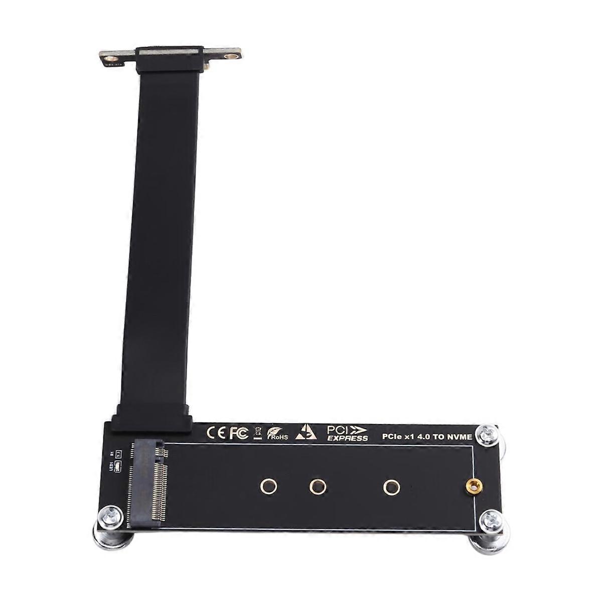 PCI-E 4.0 X1 to M.2 NVMe SSD Extension Cable 90° Angle M Key NVMe/ NGFF SSD Riser Card Adapter Suppo