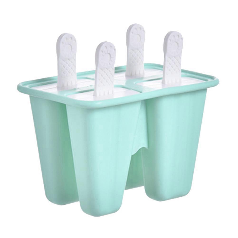 Rectangular Ice Cream Making Tool 2Pcs DIY Silicone Molds Ideal For Home Office Activities In Green Featuring 4-Cell Design